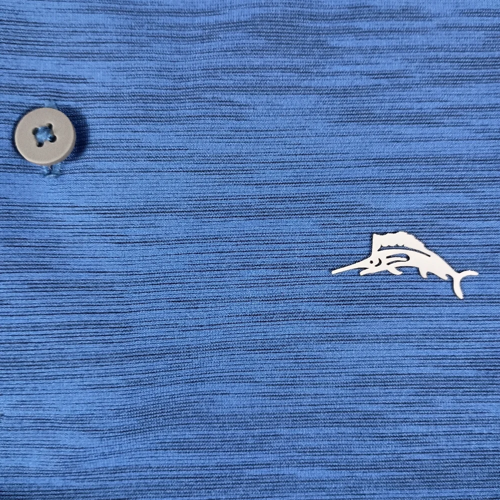 Tommy Bahama Men's Medium Blue Short Sleeve Island Zone Button-Up Polo Shirt - Picture 5 of 15